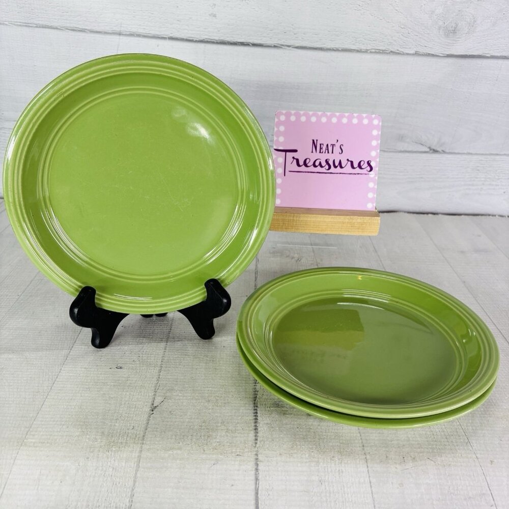 Mainstays RAINFOREST GREEN STALK Embossed Ring Stoneware Salad Lunch Plate Set 3